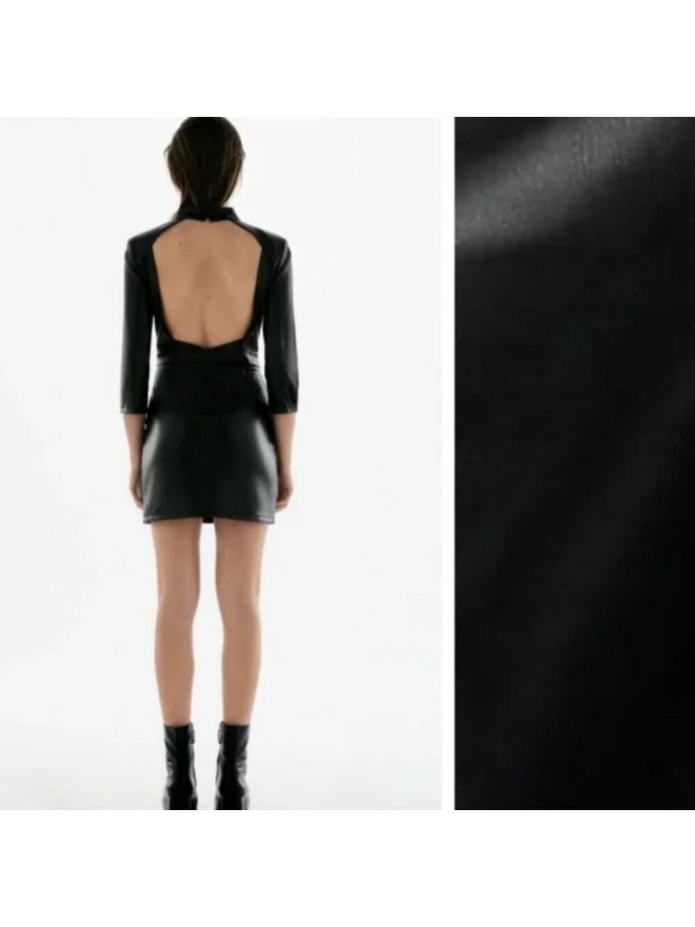 NWT Zara Faux Leather Cutout Back Mini Dress, Size M - Picture 5 of 10